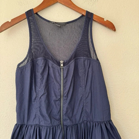 Armani Exchange Dress Womens 8 Blue Zip up Sleeveless Lined Sweetheart Neckline - Picture 2 of 7